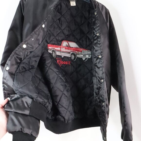 Vintage 90's America's Finest Jackets Men's L Dodge T300 Red Truck Bomber Coat - Picture 6 of 10